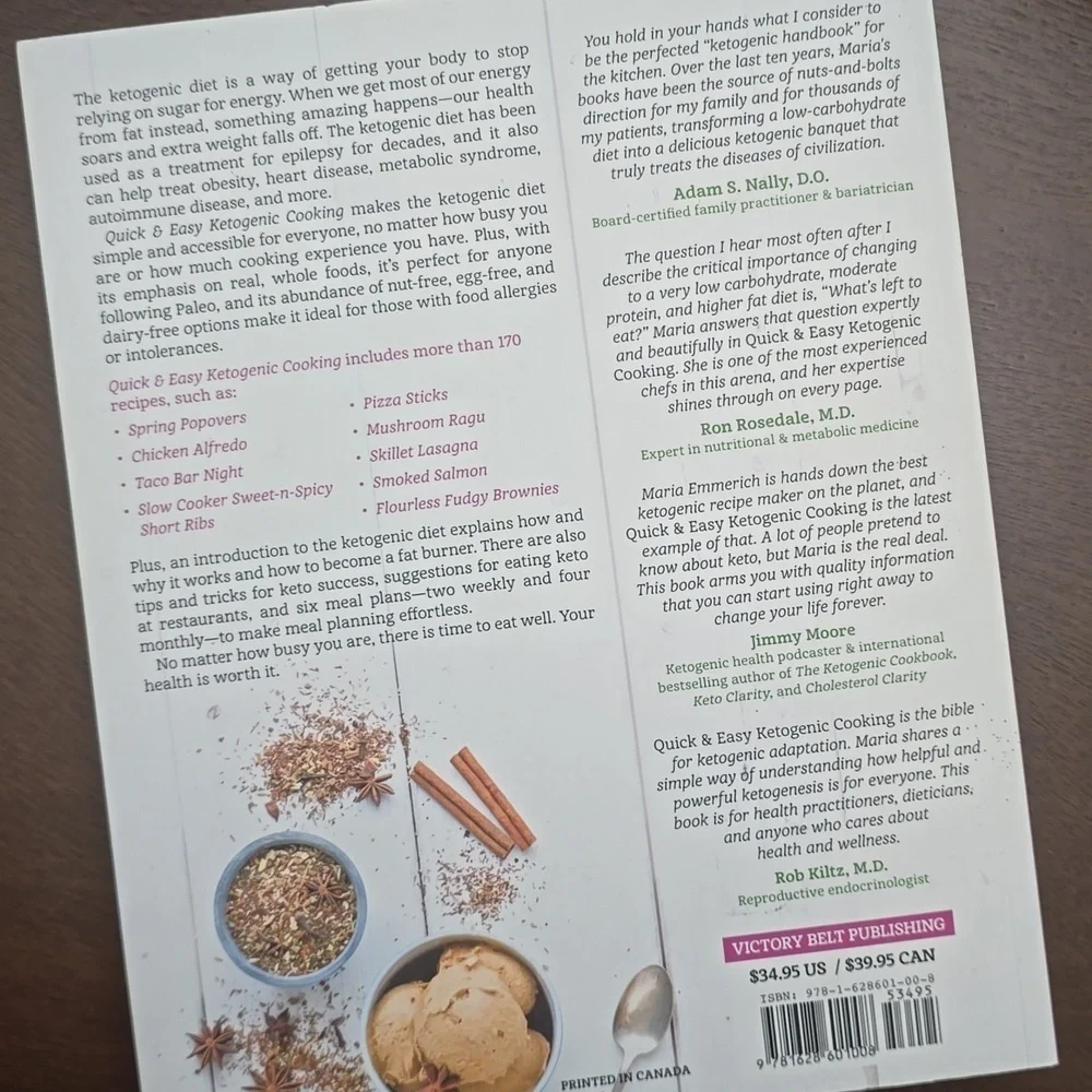 QUICK & EASY KETOGENIC COOKING Book Maria Emmerich Time Saving Meal Plans Health